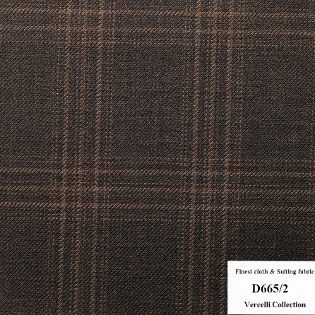 [Liên hệ] D665/2 Vercelli CVM - Vải Suit 95% Wool - Xám Caro Nâu